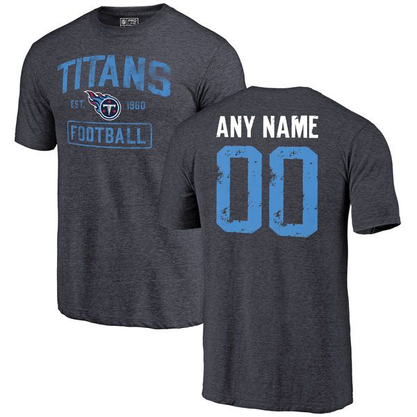 Men Navy Tennessee Titans Distressed Custom Name and Number Tri-Blend Custom NFL T-Shirt->->Sports Accessory
